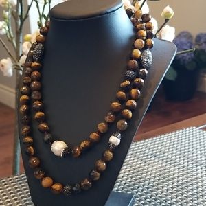 Turkish Tiger eyes long necklace.